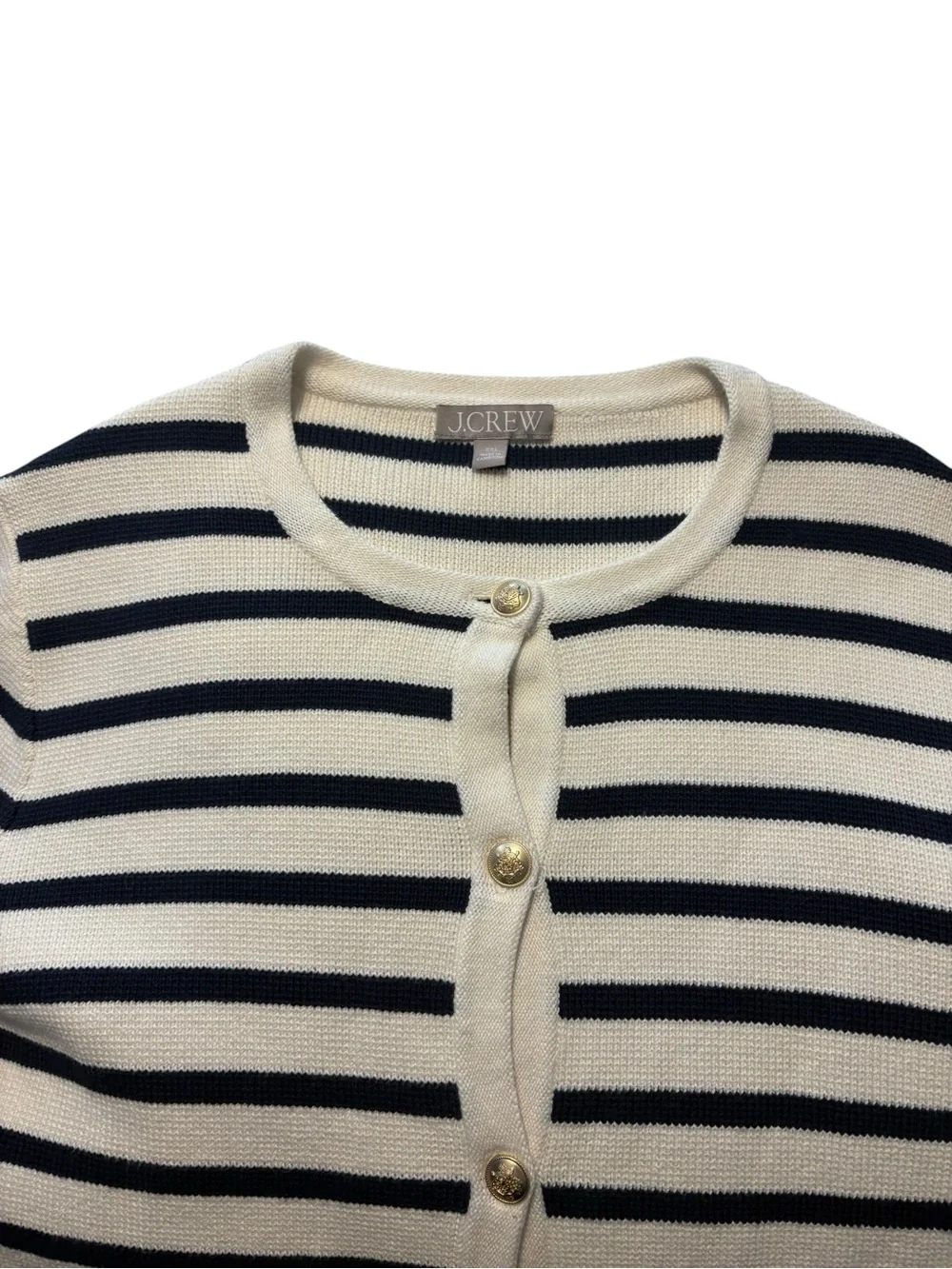 J. Crew Emilie Sweater Lady Jacket in Stripe XXL Navy Cream Stripe Work Office